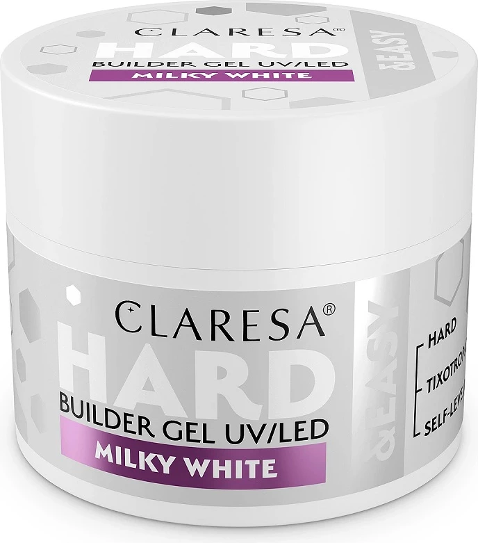 Xhel ndërtues për thonj Claresa Hard&Easy Builder Gel për femra Milky White 12g