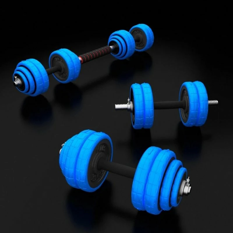 Set pesha 2-në-1 barbell dhe dumbbell HMS, unisex, argjend e kaltër