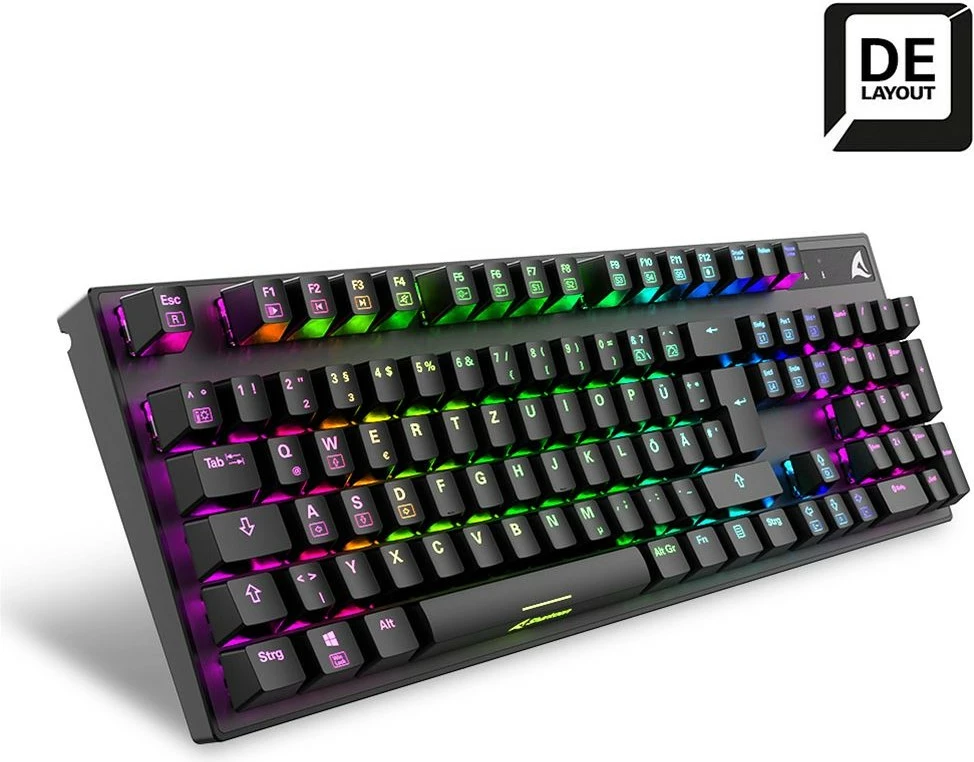 Tastierë mekanike Sharkoon SKILLER SGK20, Wired, USB, RGB LED, QWERTZ, e zezë