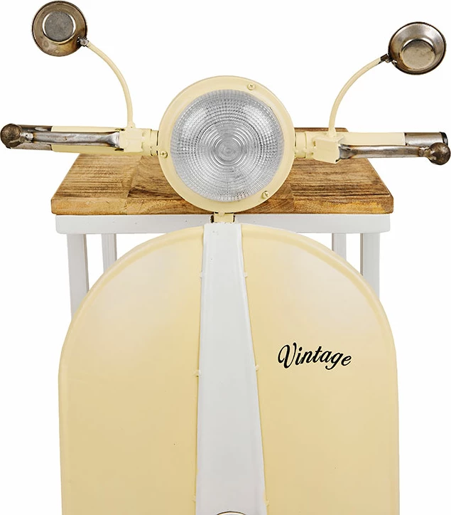 Tavolinë anësore MINI VESPA me rafte, ngjyrë krem e bardhë, natyrale, 61x45x88