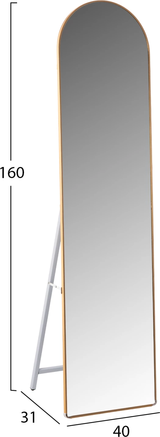 Pasqyrë në dysheme JOELY, kornizë alumini, ngjyrë ari, 40x31x160H cm