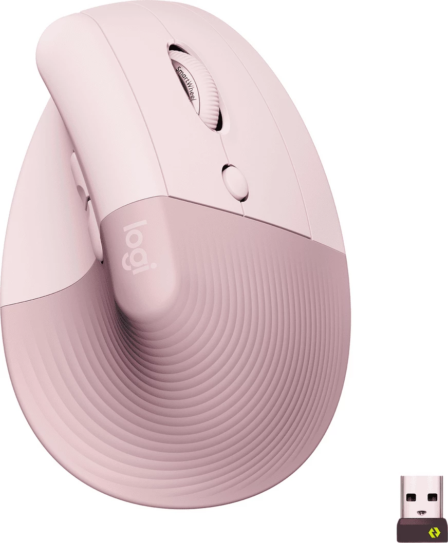 Maus, Logitech, Lift Vertical 910-006478, ergonomik vertikal, pa tela, rozë