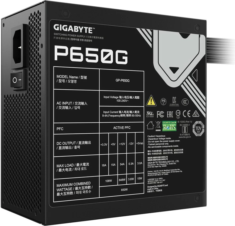 Furnizues energjie Gigabyte GP-P650G, 650W, 80 PLUS Bronze, jo-modular, i zi