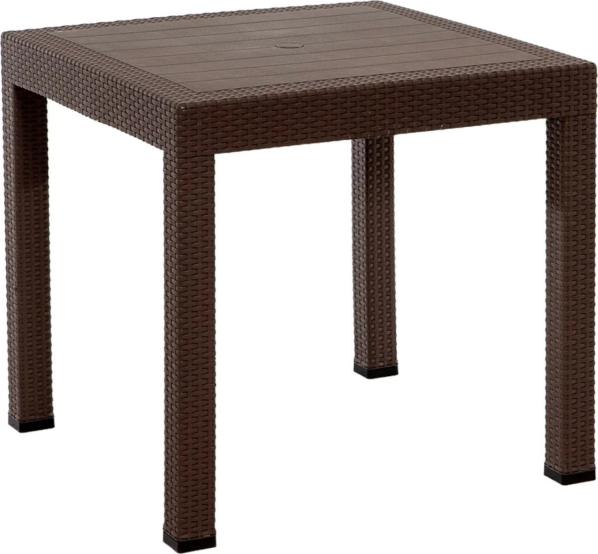 Tavolinë me karrige për terasë, 5 copë, ngjyrë kafe, Hanah Home, ratan, 80x80cm