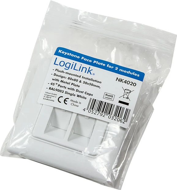 Kuti Keystone nën suva LogiLink, 2 module, e bardhë
