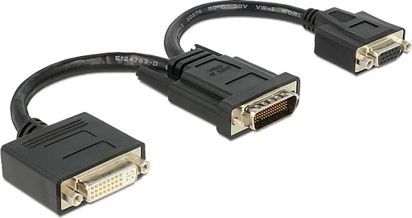 Adapter kabllo DeLOCK 65555, DMS-59 në 2x DVI-I, 0.2 m, e zezë