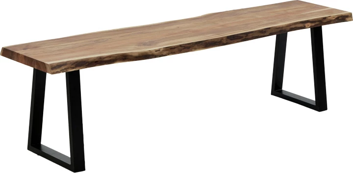 Stol Slim, dru akacie, ngjyrë natyrale, këmbë metalike të zeza, 160x40x45cm