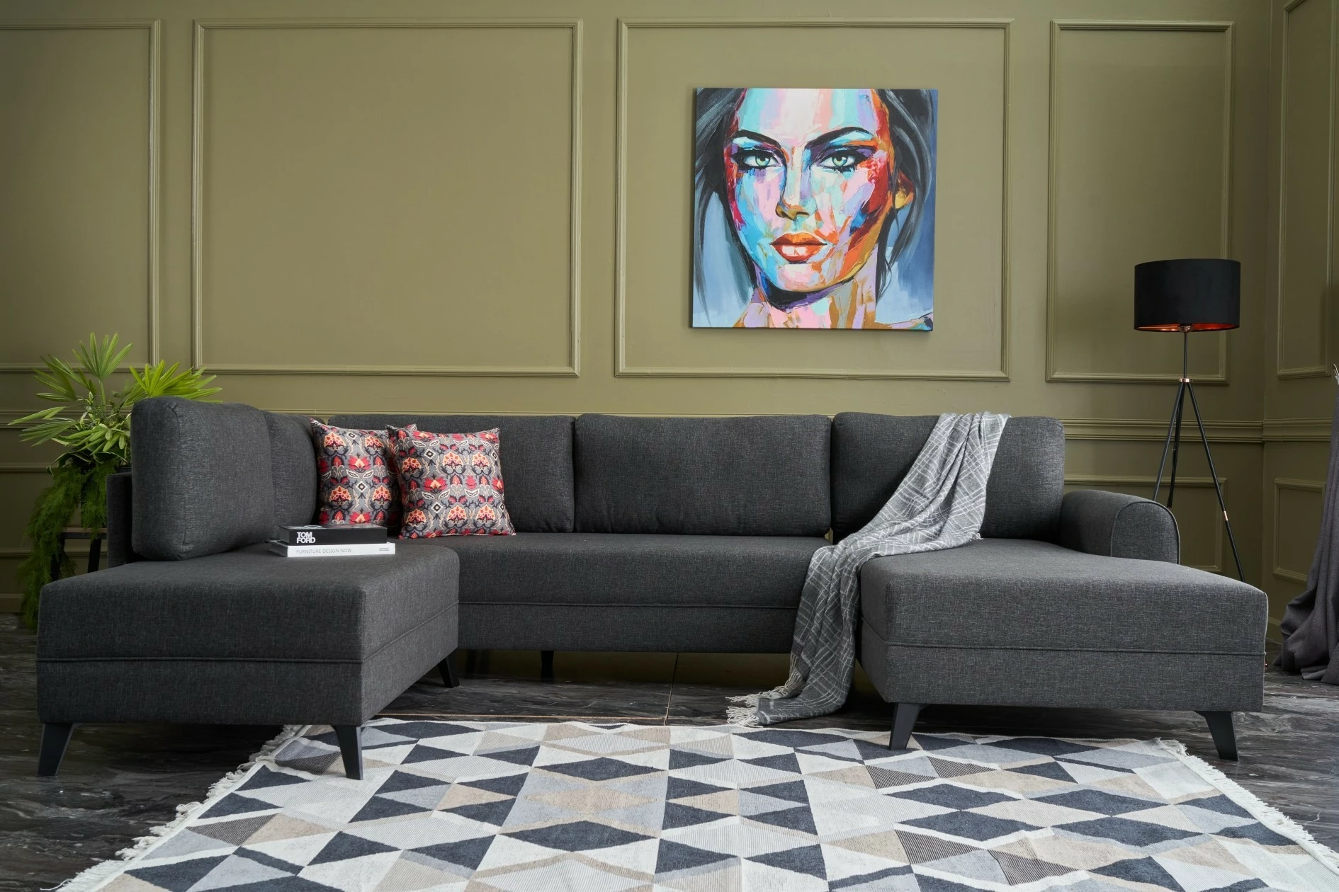 Kënd divan-krevat Belen, ngjyrë antracit, Atelier del Sofa