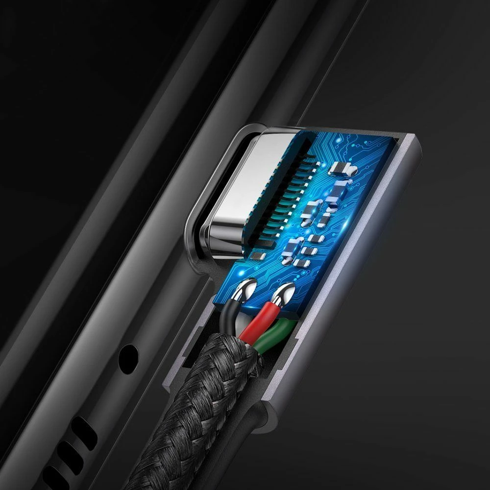Kabllo USB-C në USB-C Ugreen US305 1 m 3A Power Delivery, këndore (angled), gri