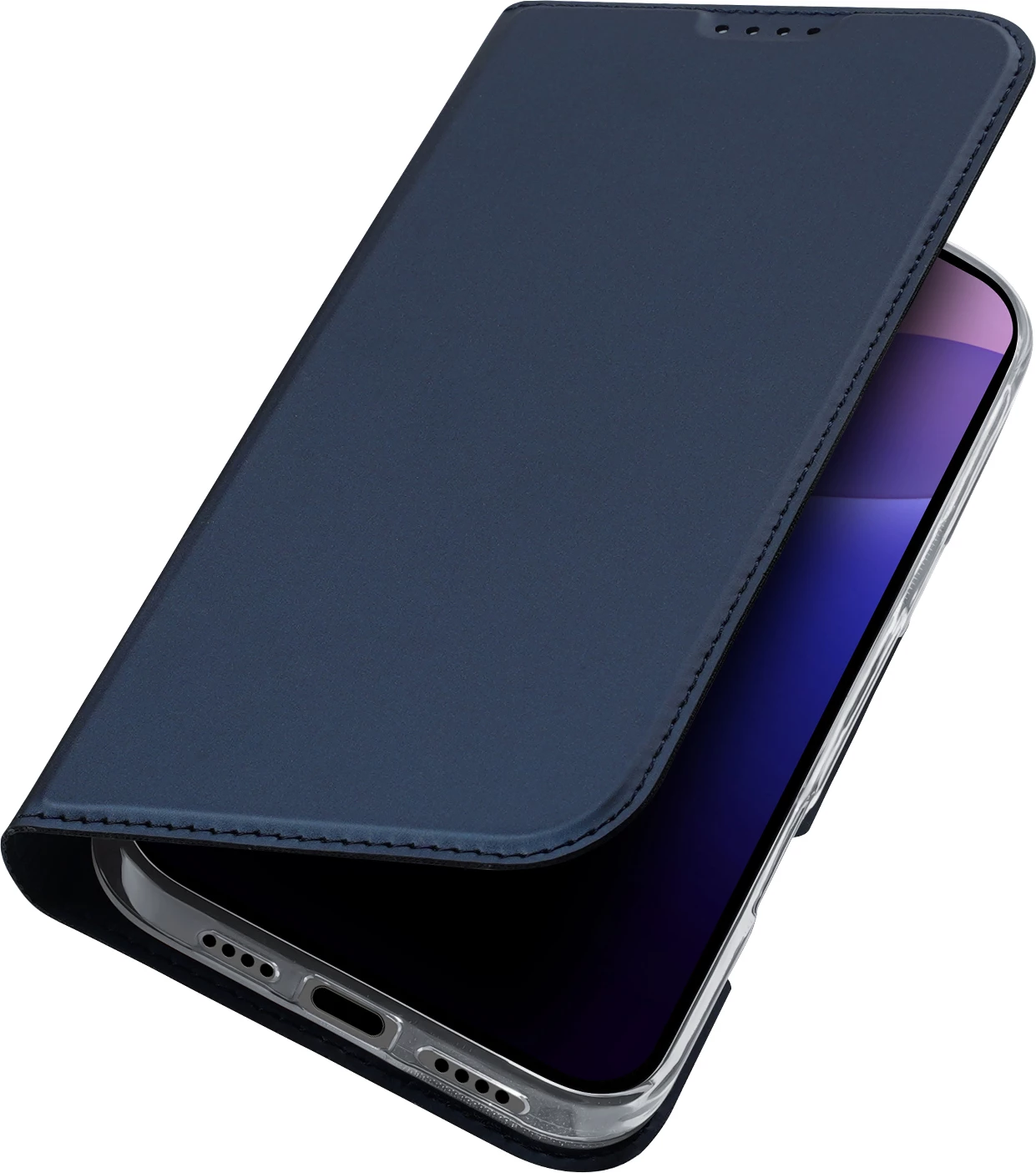 Mbështjellës Dux Ducis Skin Pro për iPhone 16 Pro Max, me kapak dhe xhep për kartela, kaltër