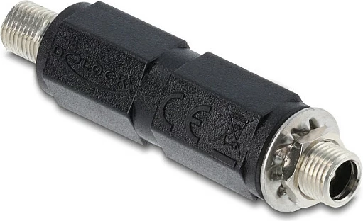 Adapter DC barrel jack DeLOCK, 5.5 x 2.5 mm femër-femër, me fije, i zi