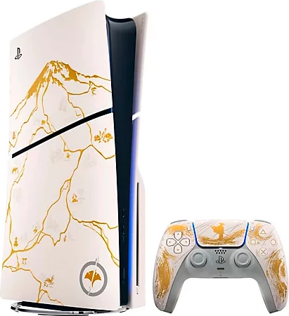 Konzolë PS5 Sony Ghost of Yotei Gold Limited Edition Slim 1TB bardhë