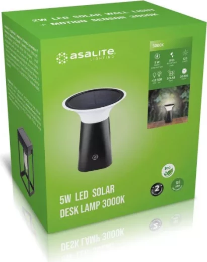 llampë tavoline LED solare ASALITE ASAL0304 5W 3000K 120 lm IP65 e zezë