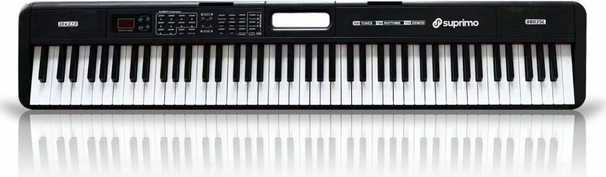 Piano digjital edukativ Suprimo 88035L, 88 taste dinamike, tastierë me ndriçim, Bluetooth, i zi, me adapter