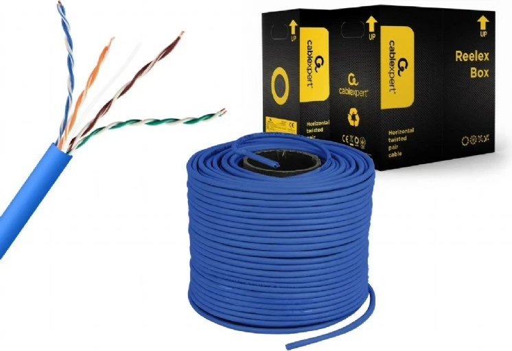 Kabllo rrjeti Gembird UPC-5004E-SOL-B, kat 5.e, 305m, i kaltër