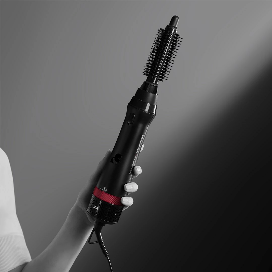 Furçë me ajër të nxehtë Rowenta CF634L, 800 W, 5 aksesorë, e zezë/kuqe