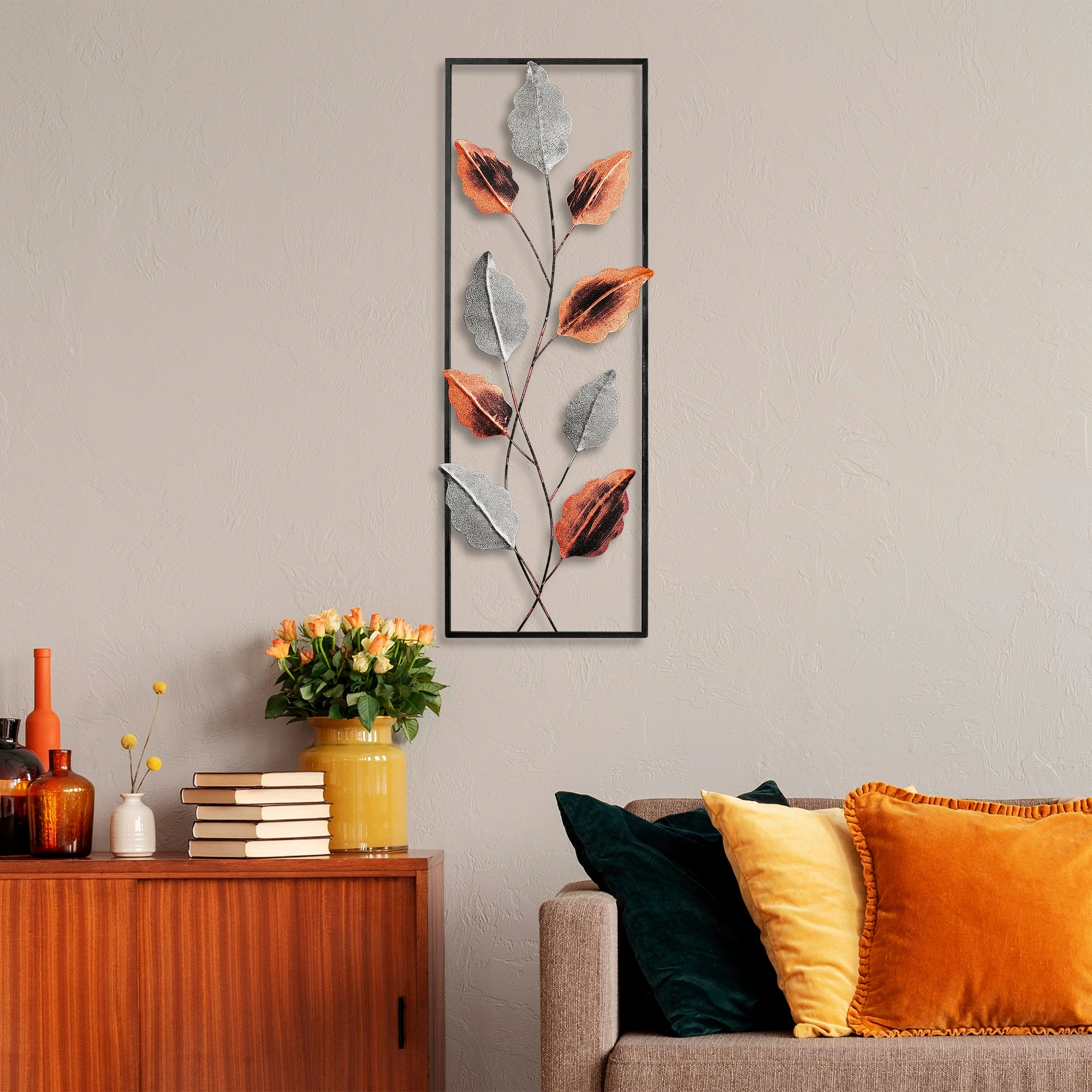 Aksesor dekorativ metalik për mur, Wallity Fagus, shumëngjyrësh, 32x90cm