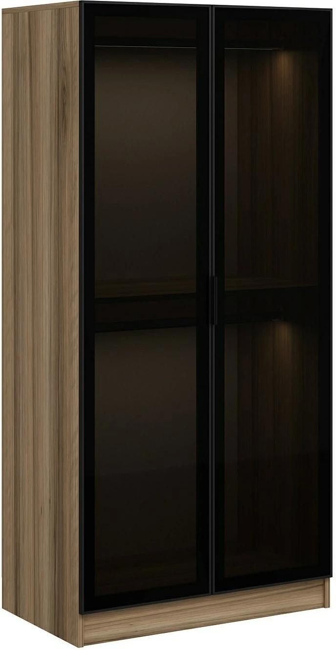 Dollap Hanah Home Kale me xham, ngjyrë gri e errët, 210cm