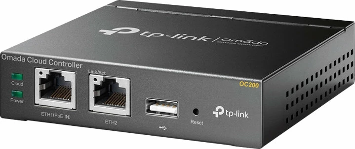 Kontrollues rrjeti TP-LINK Omada OC200, për menaxhim të centralizuar, me 2 porta Ethernet, PoE, i zi