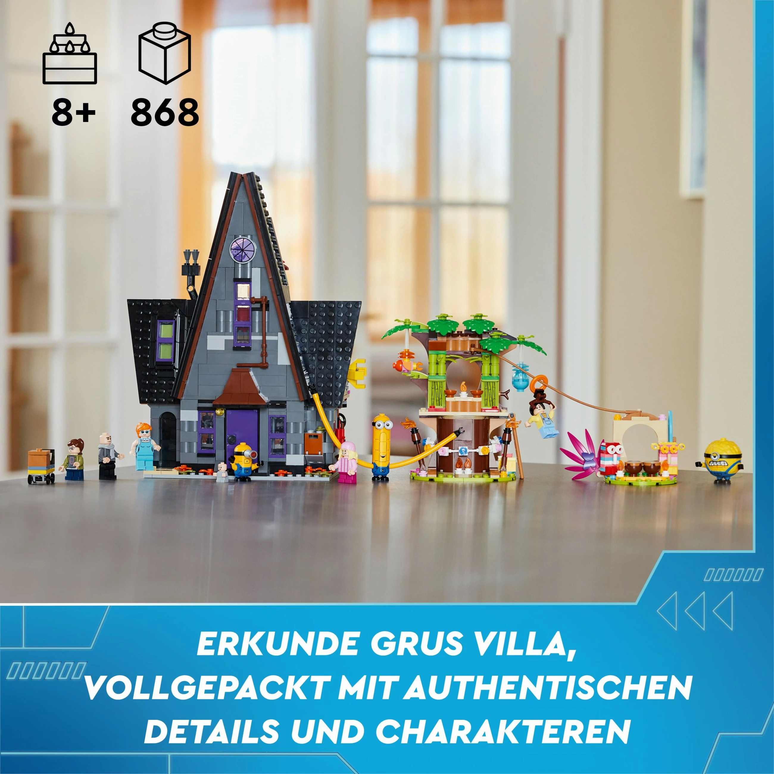 Set ndërtimi LEGO Minions dhe Shtëpia e Familjes së Gru-së, 868 pjesë, 1.31 kg