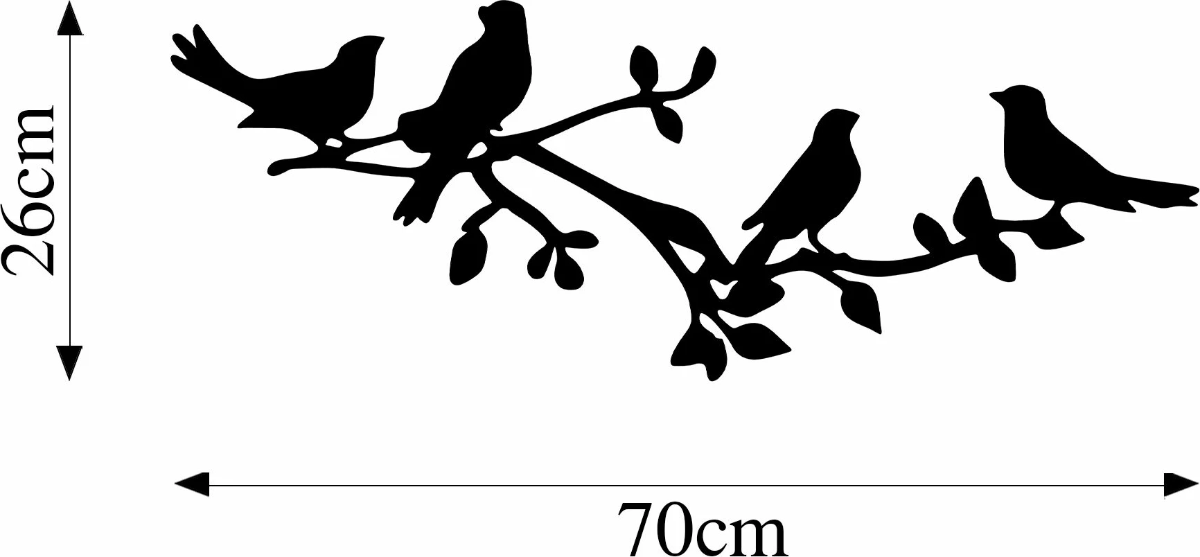 Aksesor dekorativ metalik për mur, zogj në degë