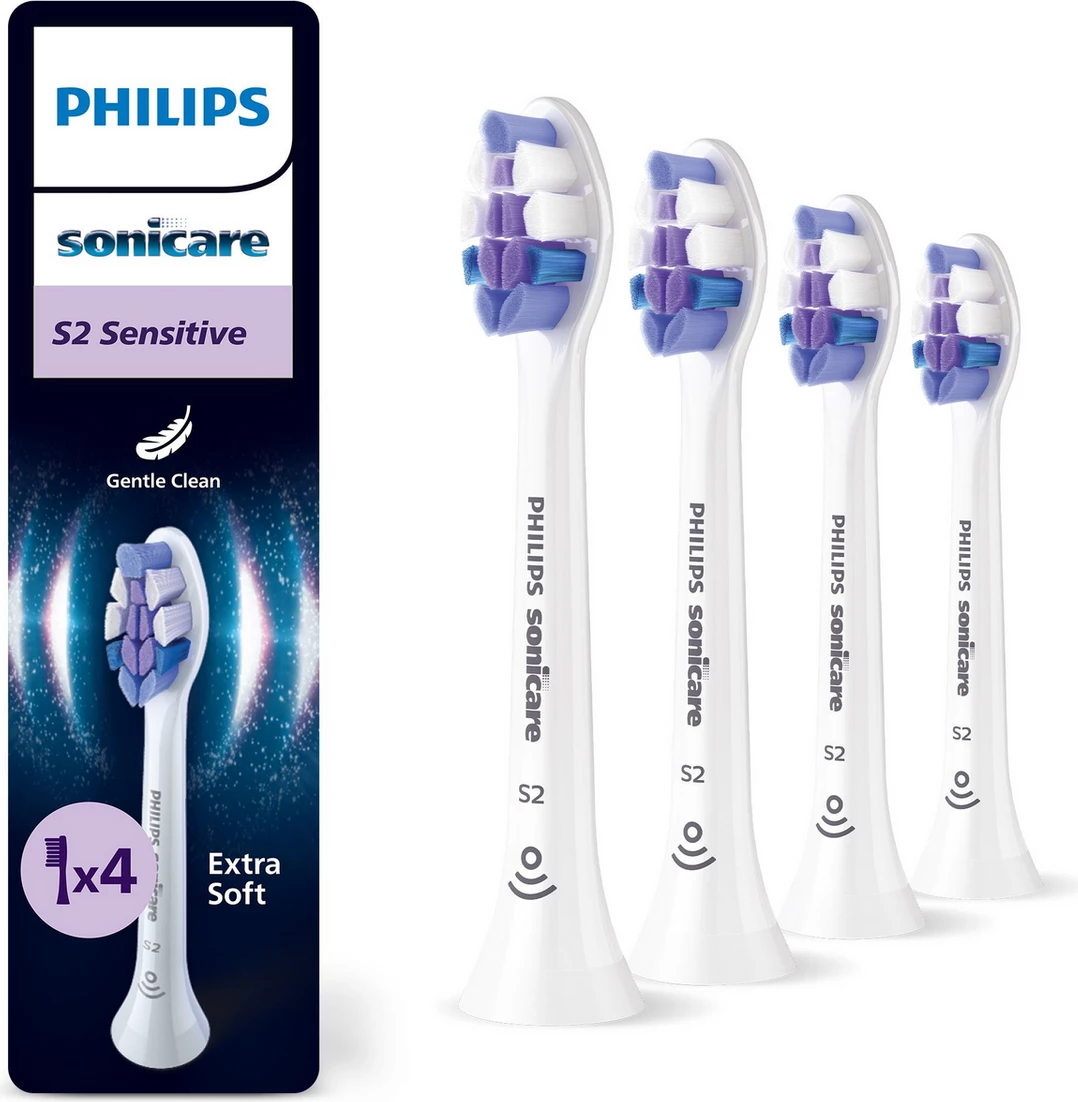 Koka brushë dhëmbësh Philips Sonicare S2 Sensitive HX6054/87, Extra Soft, bardhë, paketim 4 copë