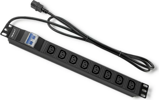 Kasë prizash Qoltec 53999, 8x IEC C13, 1U, 2m, e zezë