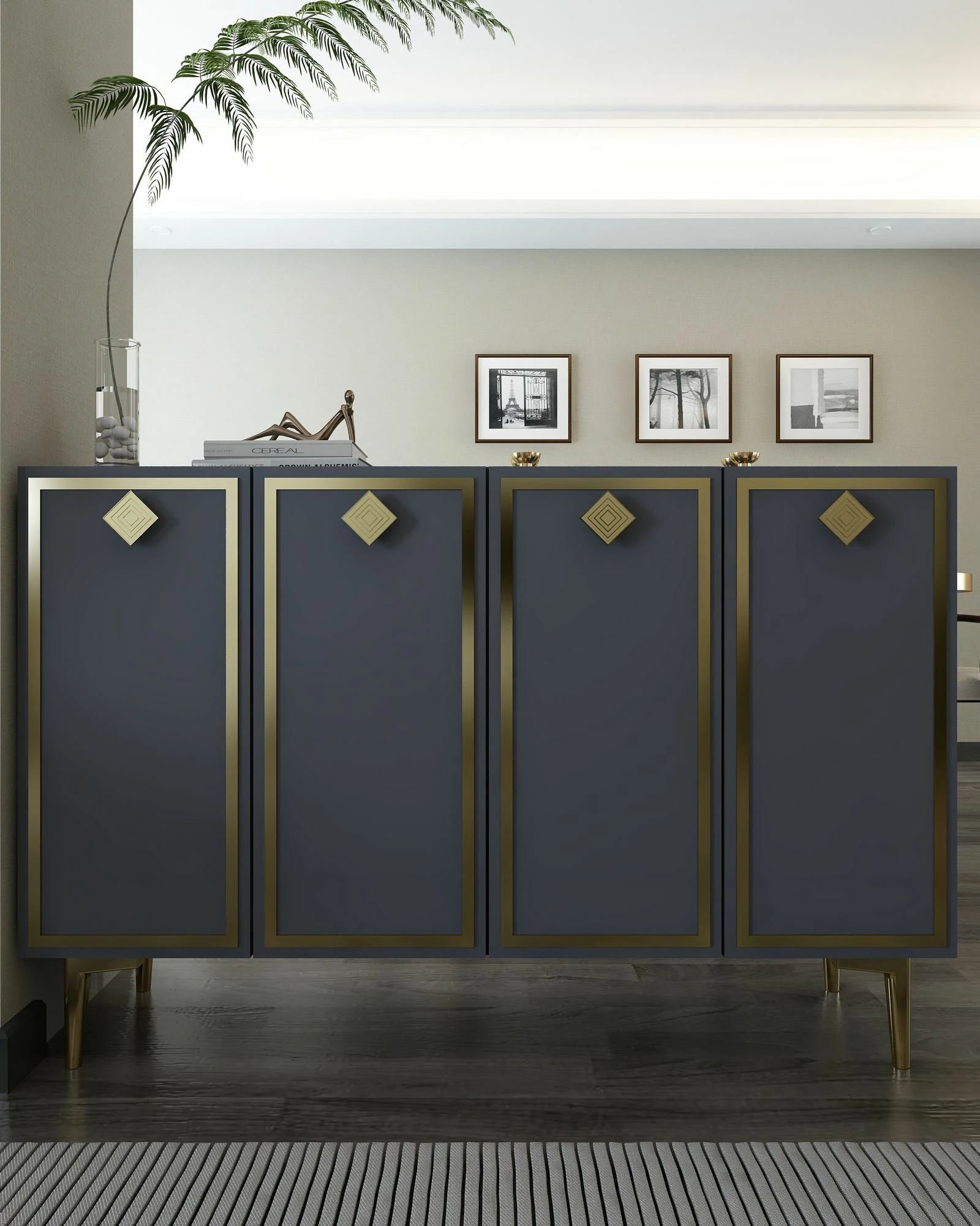 Konsolë Skye Decor, anthracite, gold, 8159KM-1