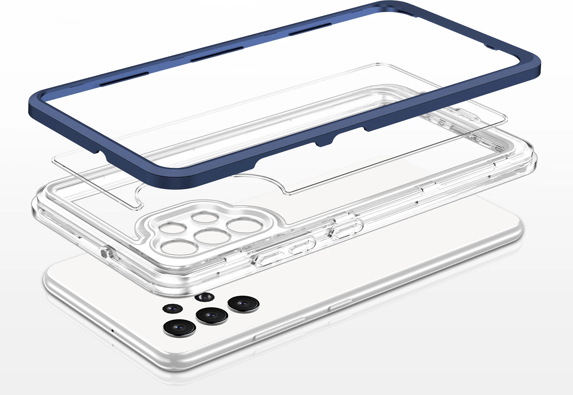 Mbështjellës Hurtel Hybrid Armor Clear 3 in 1 për Samsung Galaxy A32 5G, Kaltër/Transparent