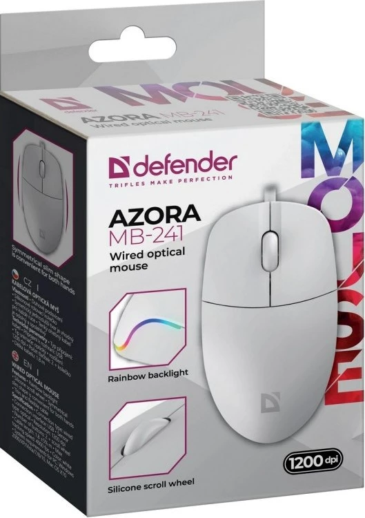 Maus Defender Azora MB-241 RF me kabllo, 1200dpi, i bardhë