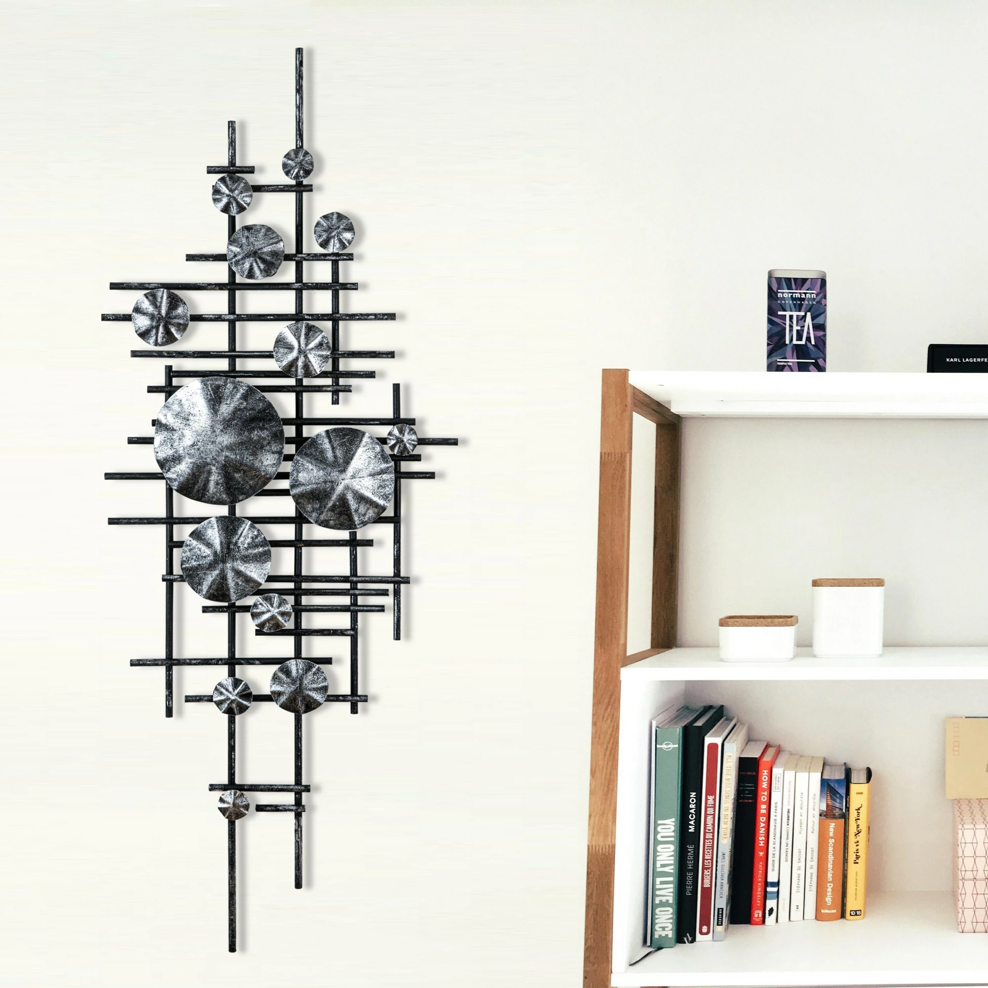 Aksesor dekorativ muri prej metali, Wallity Mihrimah 2, shumëngjyrësh, 113x7x44cm