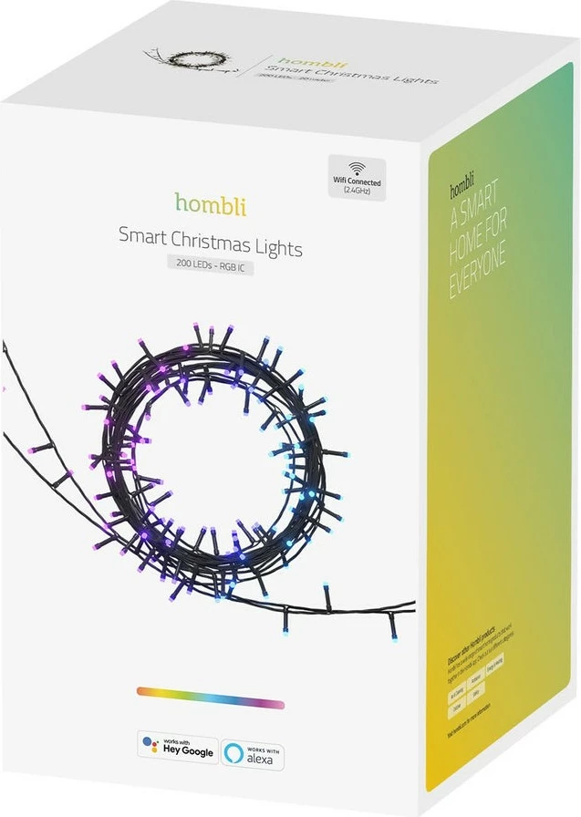 Drita të mençura për Krishtlindje Hombli, RGB, 200 llampa, IPX4, e zezë