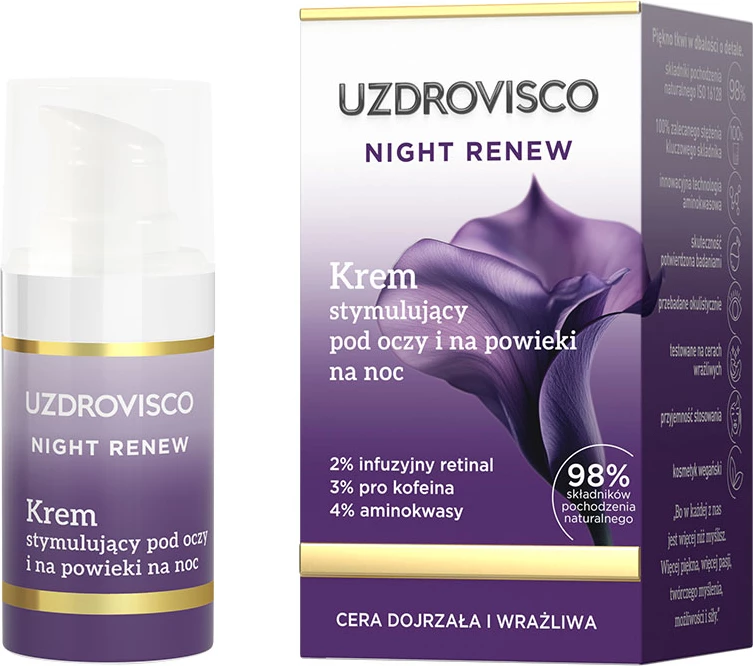 Krem nate për sy dhe qepalla UZDROVISCO Night Renew për femra, 15ml