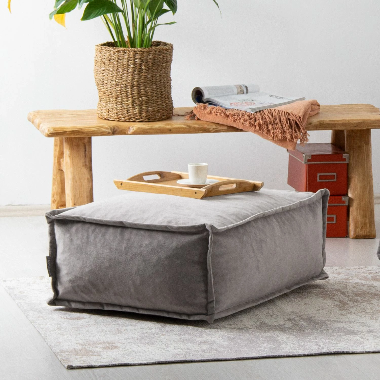 Karrige një vend me pouffe, ngjyrë gri e çelët, Atelier del Sofa, Notre Set