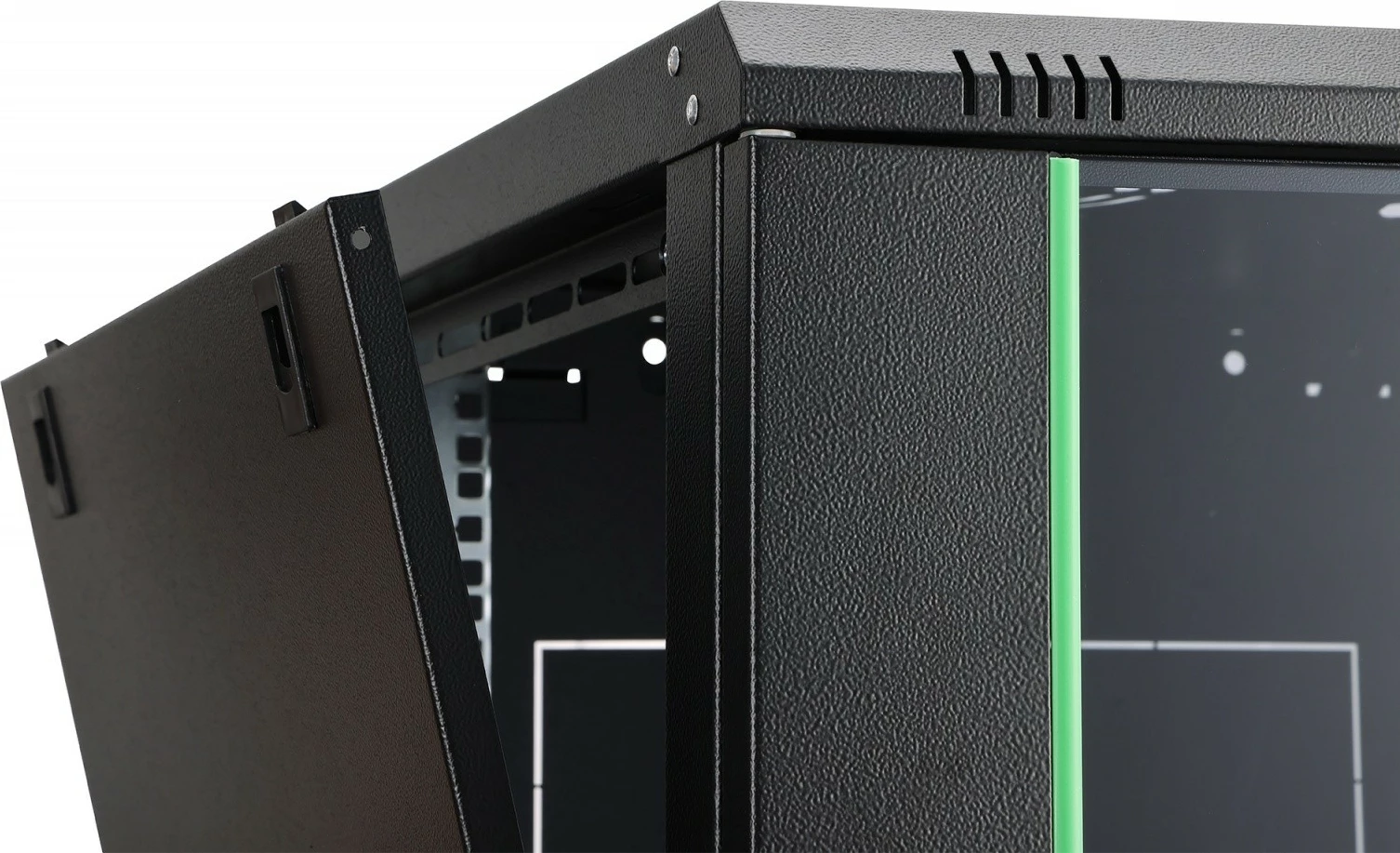 Kabinet rrjeti muror Digitus DN-37107 19" 9U 474x600x600mm derë xhami IP20 kapacitet 60kg i pa-montuar, zezë