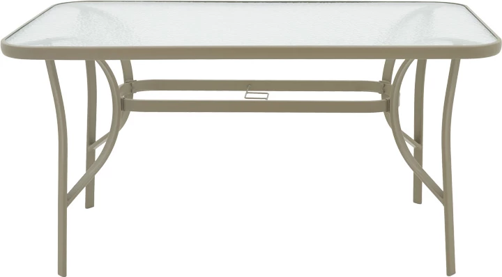 Tavolinë me karrige Ensure-Calan, metal-xham, ngjyrë shampanjë, 140x80x70cm