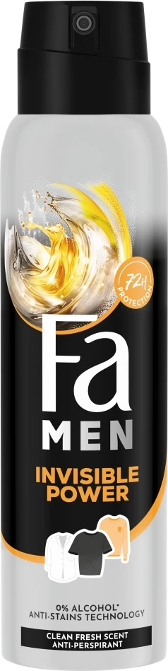 Deodorant spray për meshkuj Fa Men Invisible Power 72h, 150ml