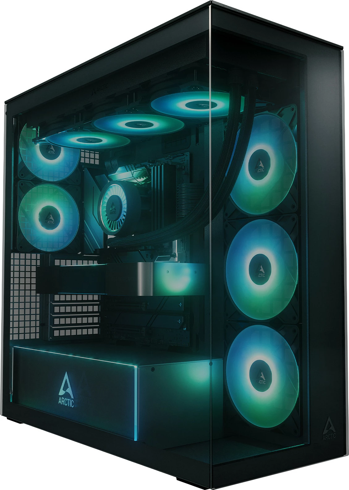 Kasë ARCTIC Xtender, Midi Tower, xham i temperuar, RGB, e zezë