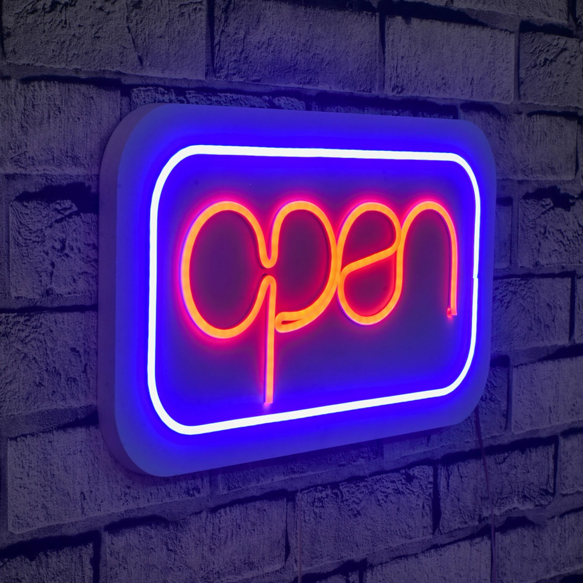 Dritë dekorative LED plastike, OPEN, ngjyrë kaltër-kuqe
