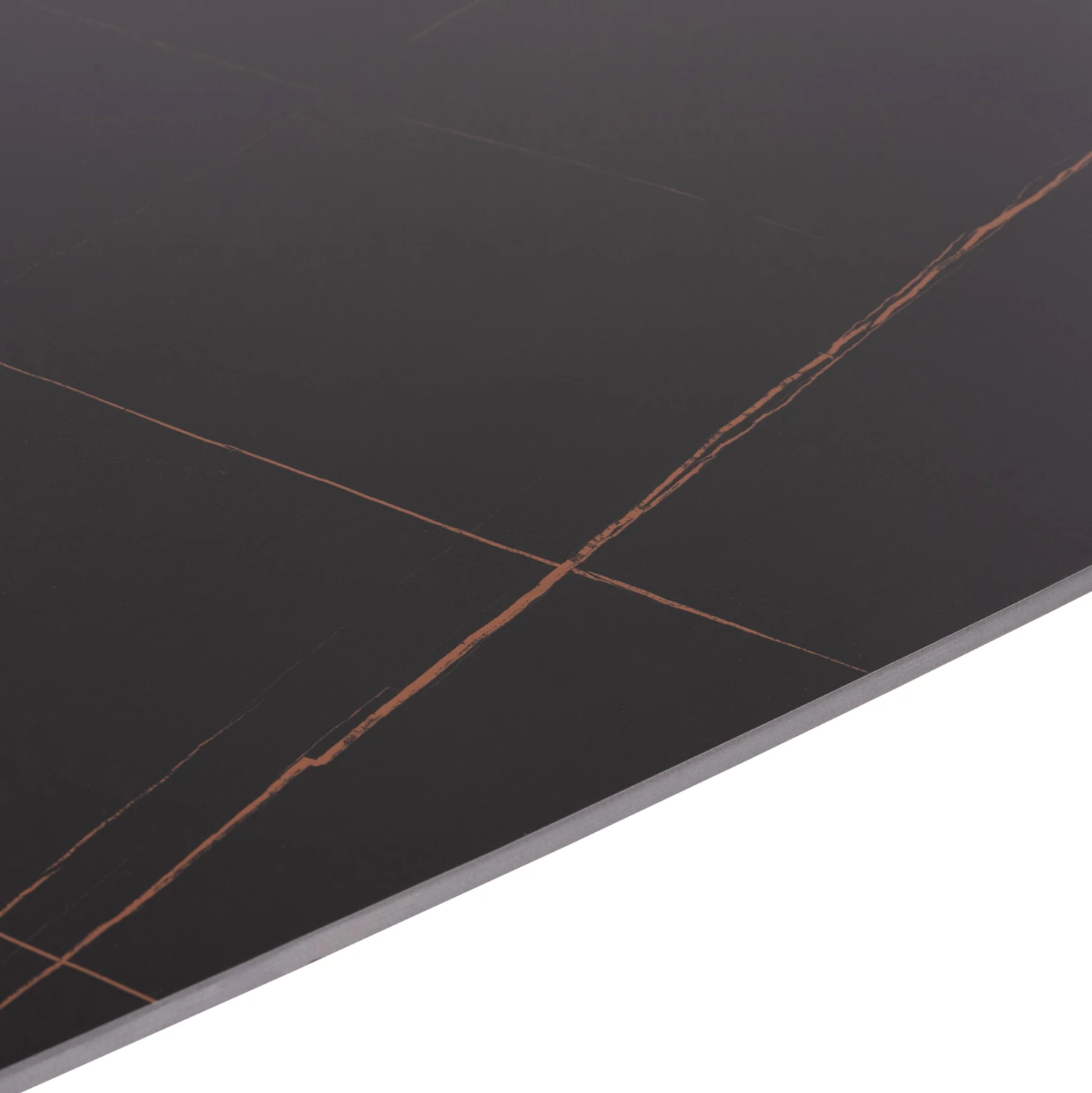 Tavolinë ngrënieje RAVEN, sipërfaqe qeramike, pamje mermeri të zi, 160x80x74cm