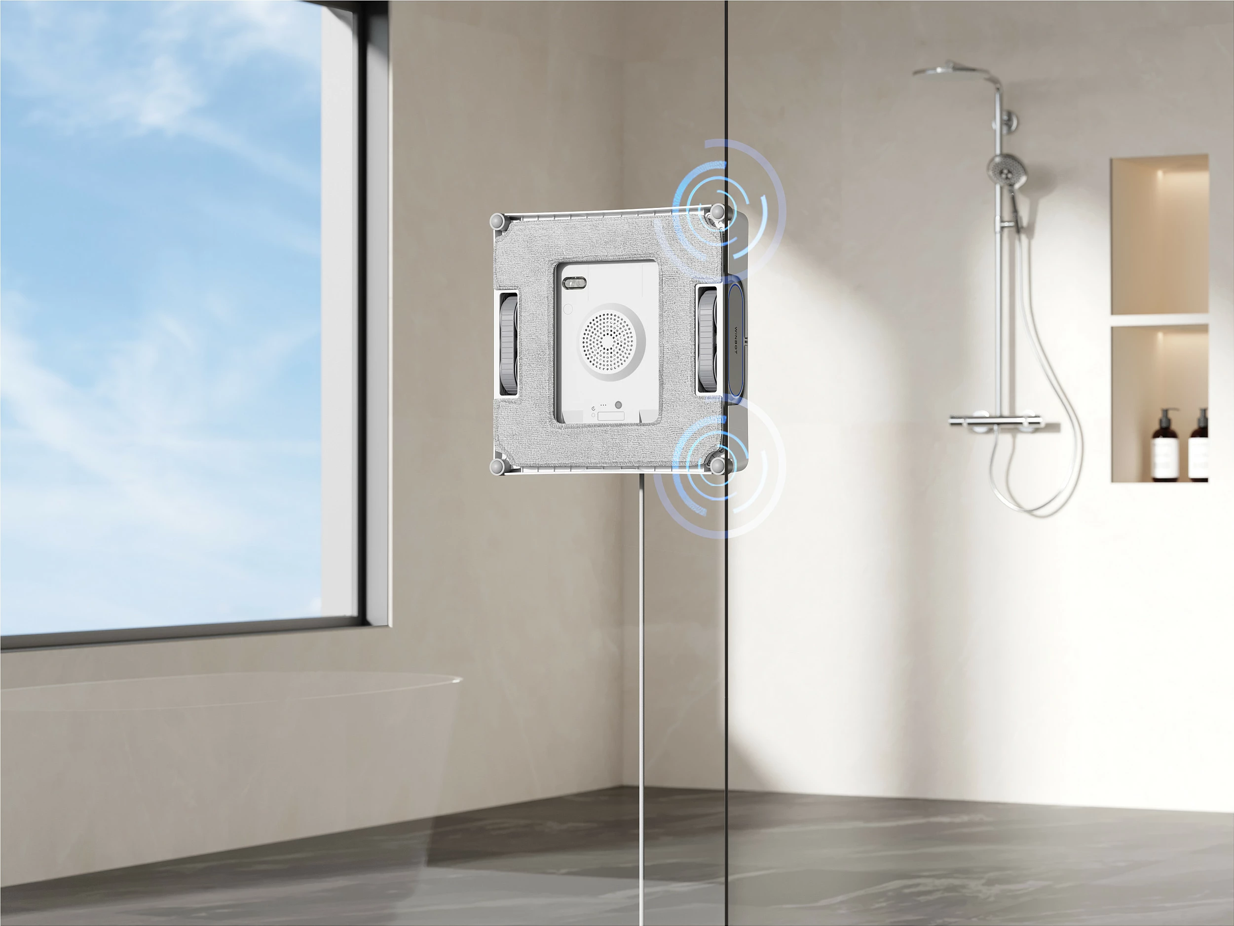 Robot pastrimi dritaresh ECOVACS WINBOT W2 PRO OMNI, thithje, bateri 4500 mAh, i bardhë