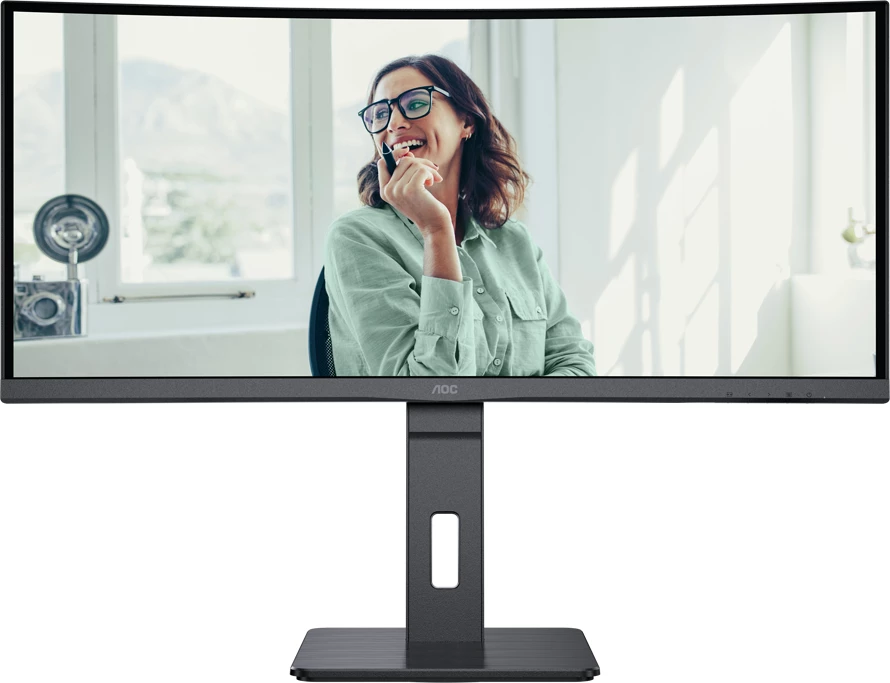 Monitor AOC CU34P3CV 34\" i lakuar VA 3440x1440 100Hz USB-C 65W me KVM, RJ45, altoparlantë, i zi