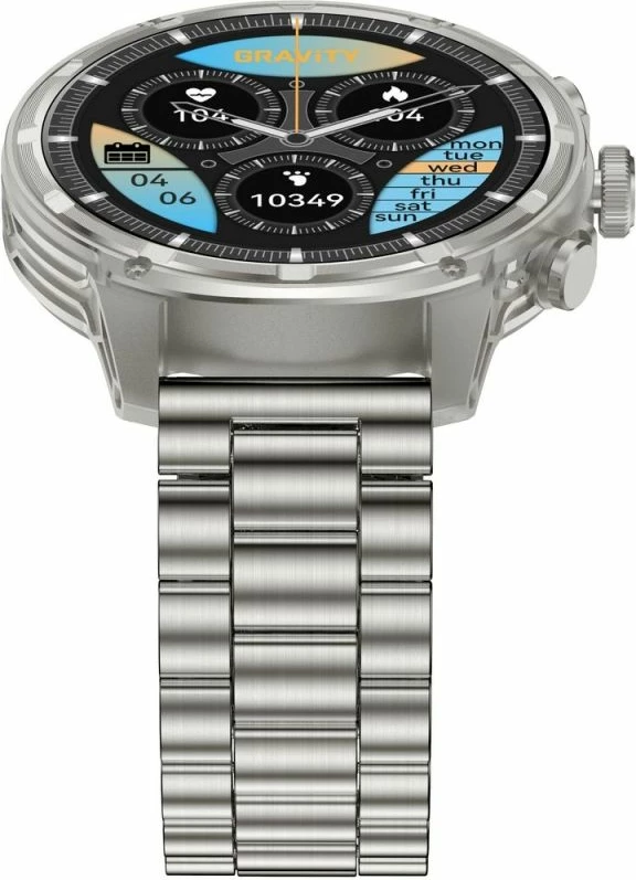 Smartwatch Gravity GT41-3, rrip i argjendtë + byzylyk