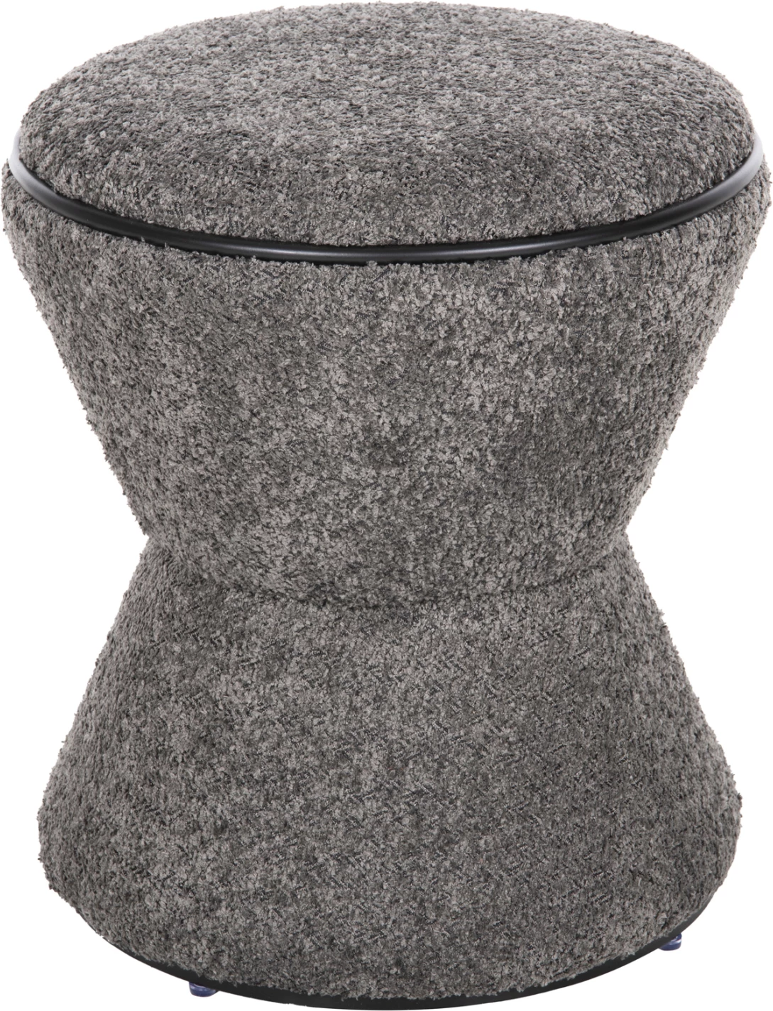 Karrige për bar rrumbullake LINNER FH9604.01, pëlhurë boucle gri-me detaje të zeza, D38x44 cm