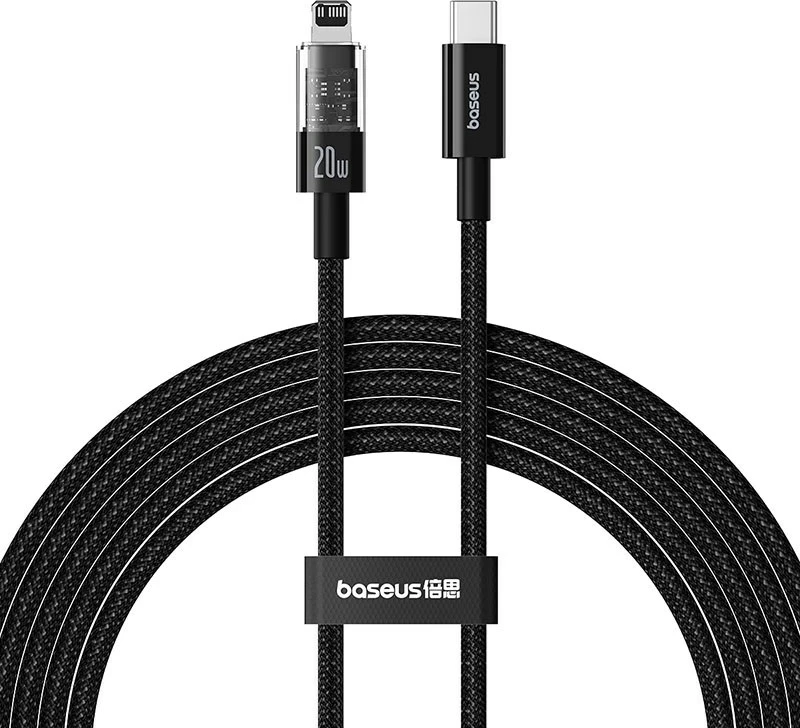 Kabllo karikimi Baseus Gem USB-C në iP, 2 m, 20 W, E zezë