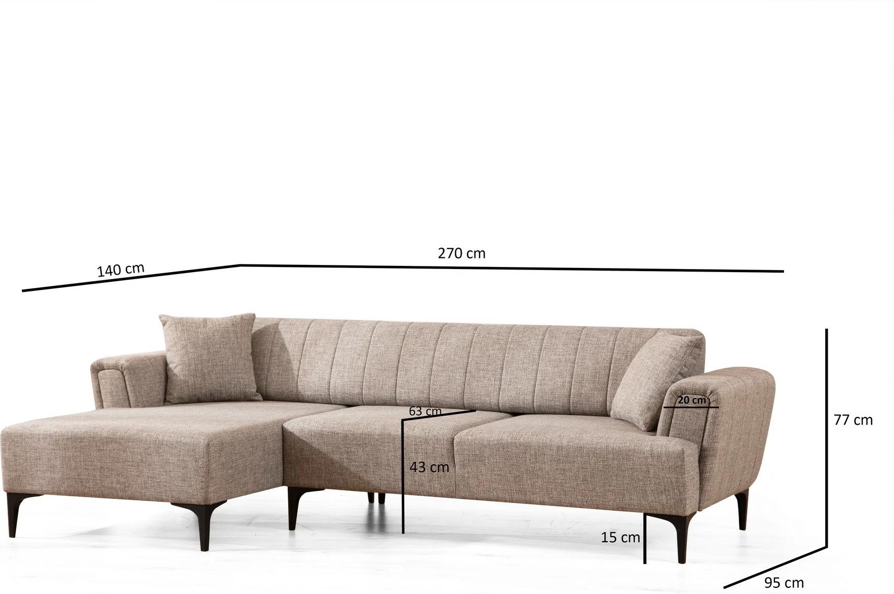 Kënd-sofë krevati Atelier del Sofa, Hamlet majtas, ngjyrë kafe e çelët