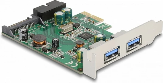 Kartelë PCIe DeLOCK USB 3.2 Gen 1, 2x USB-A + 1x 19-pin internal, Low Profile, argjend