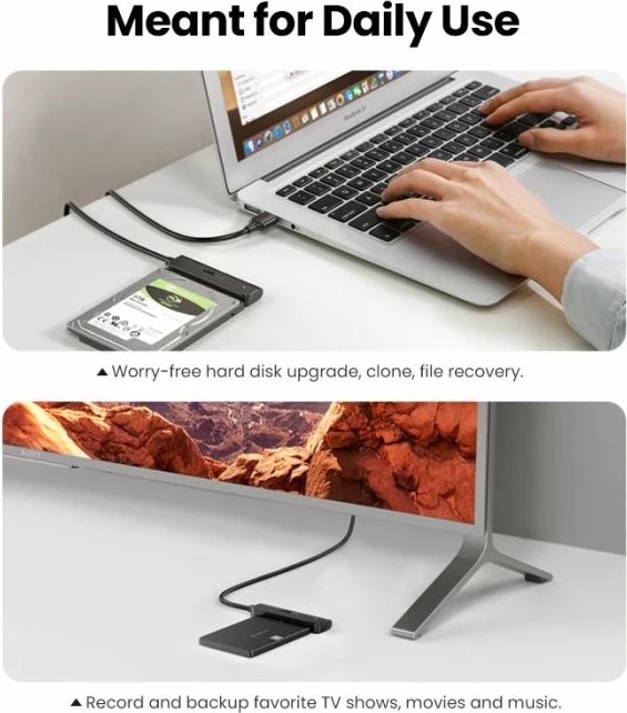 Adapter UGREEN 70609 SATA III në USB 3.2 Gen 1 për HDD/SSD 2.5", 5 Gbps, i zi