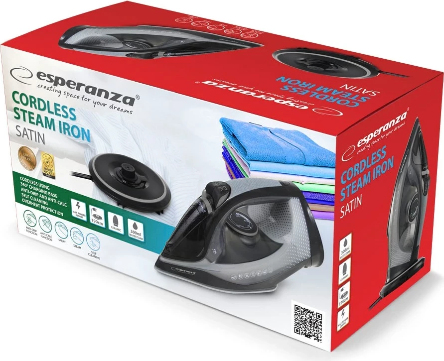 Hekur Esperanza EHI011 me avull, pllakë qeramike, 2600 W, Gri e Zi