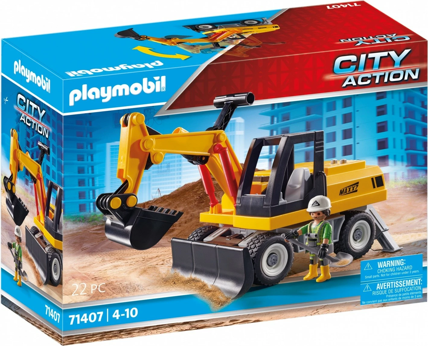 Set figurina Playmobil City Action 71407 Ekskavator, plastik, 22 pjesë